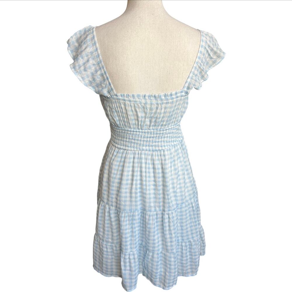 Sugar kiss Light Blue Gingham Smocked Waist Sundress feminine cottagecore - Picture 6 of 8